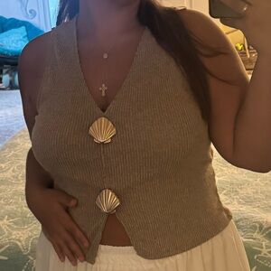 Gold and Beige Shell Top